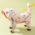 Dog Raincoat: Pink strawberry, legs and tail covered