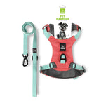 Lightweight Dog Harness with Front and Back Leash Rings: Harness + leash set, red