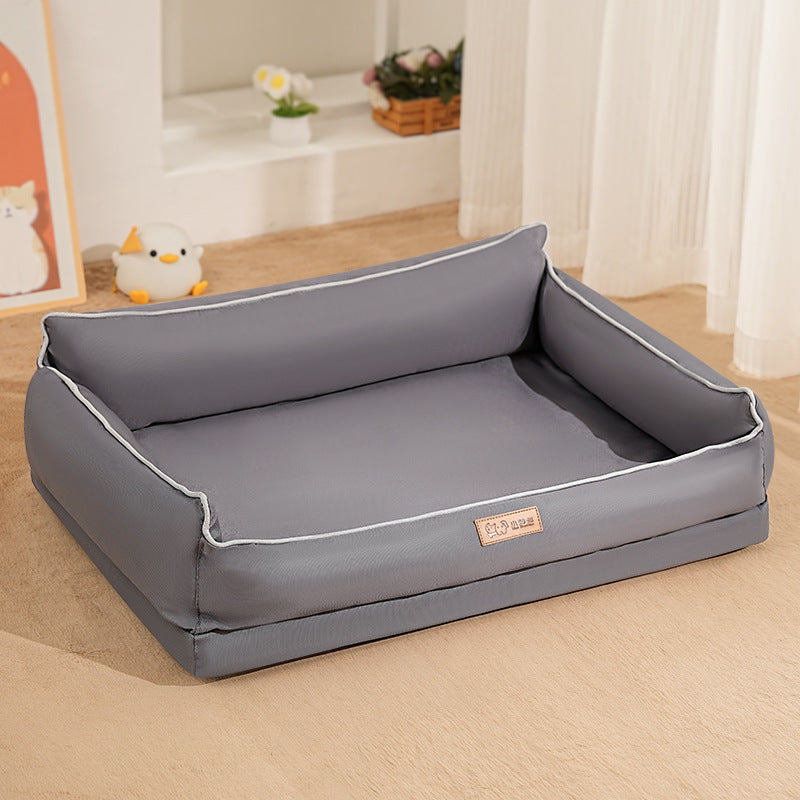 Oval Dog Bed with Raised Rim and Removable Cushion: Oxford square, grey