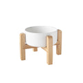 Ceramic Pet Bowl with Raised Wooden Stand, 3 Sizes