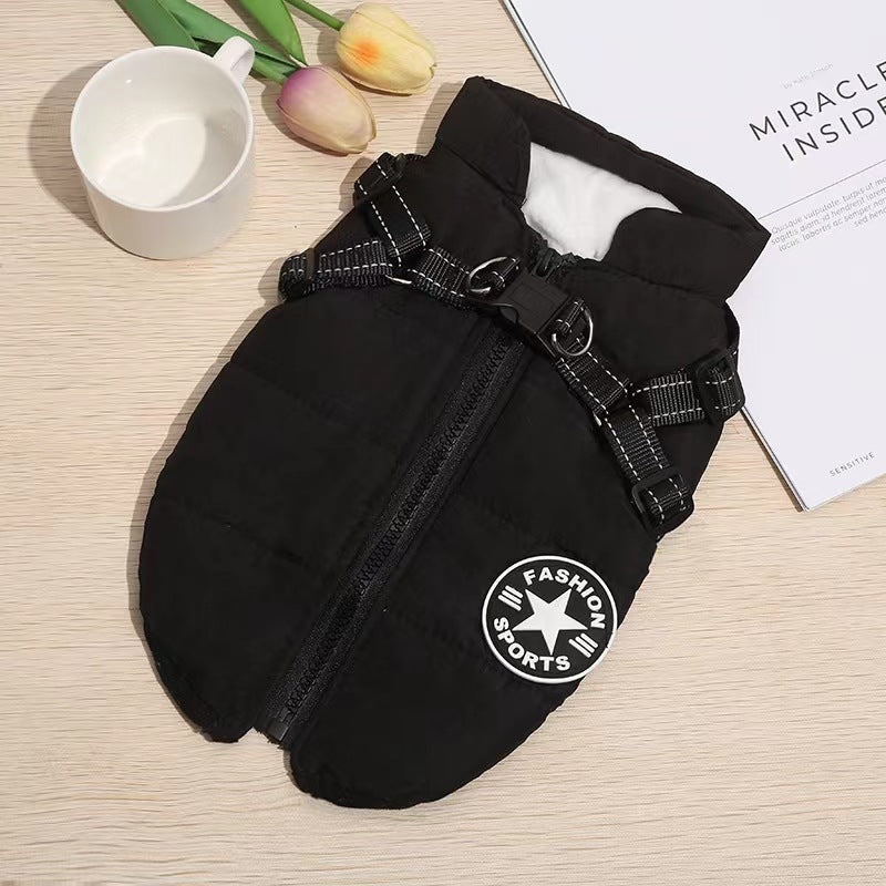 Padded Dog Vest with Built-In Harness, Fleece-Lined