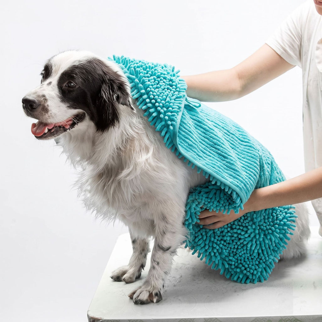 Chenille Dog Drying Towel with Hand Pockets