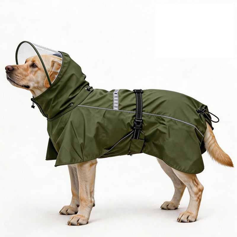 Hooded Dog Raincoat with Reflective Strips, L to 6XL