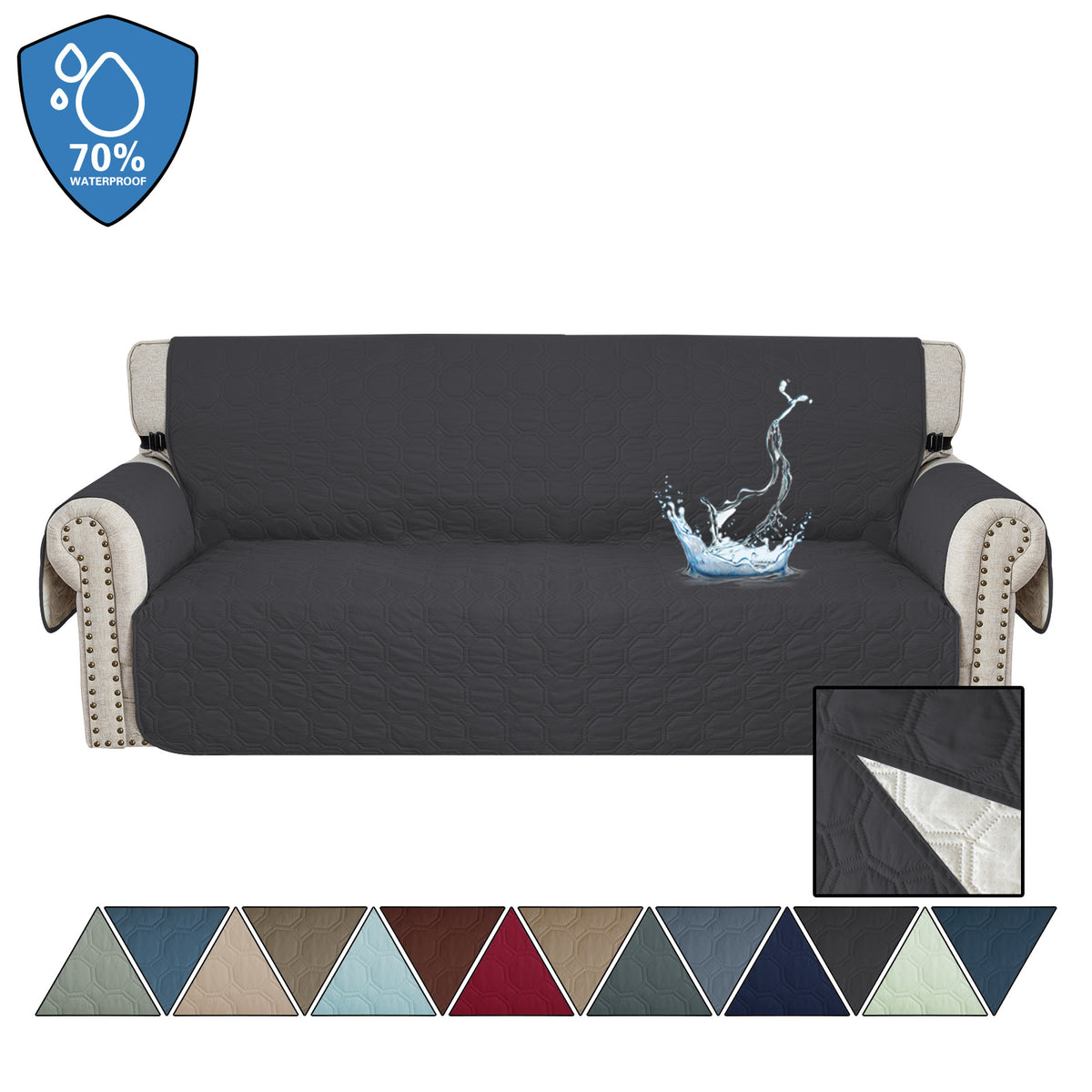 Waterproof Quilted Sofa Cover for Dogs: Black
