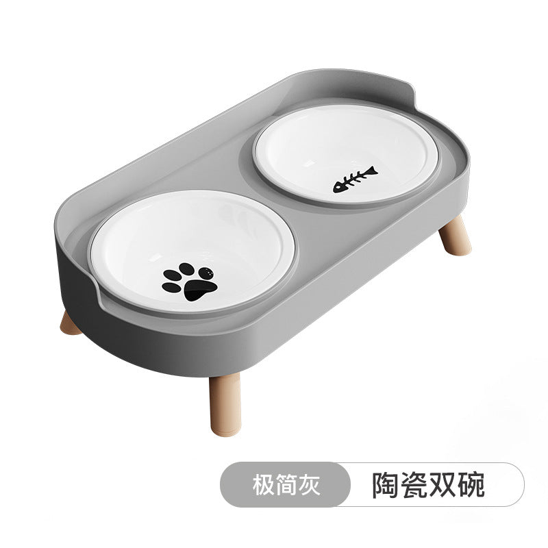 Raised Double Bowl Stand for Small Dogs, 400 ml Each Side, 6 Colors