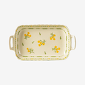 Cream peony rectangular double-ear plate — 1 piece, shown on its own against a plain light background.