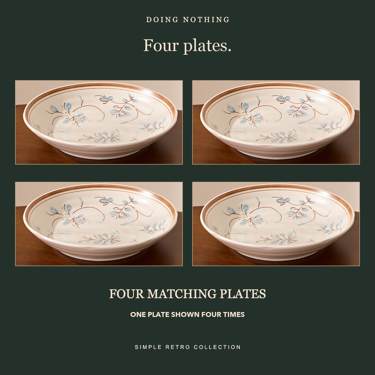 One Simple Retro 8 in plate shown four times to illustrate the four-plate set.