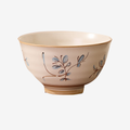 4.5inch rice bowl-1 piece, cream glazed with a hand-painted blue and brown sprig.