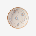 8inch rice plate-1 piece, cream glazed with a hand-painted blue and brown sprig.