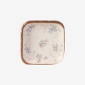 8.5inch square plate-1 piece, cream glazed with a hand-painted blue and brown sprig.