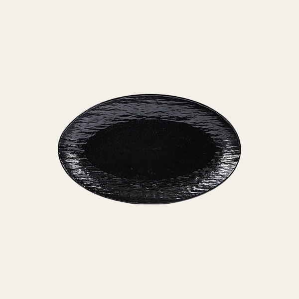 Rock Texture Black, 12 in Oval Platter, 1 piece
