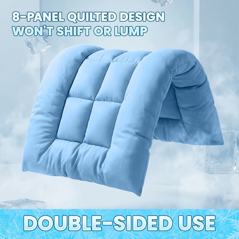 Quilted dog bed folded showing the 8-panel construction and both sides