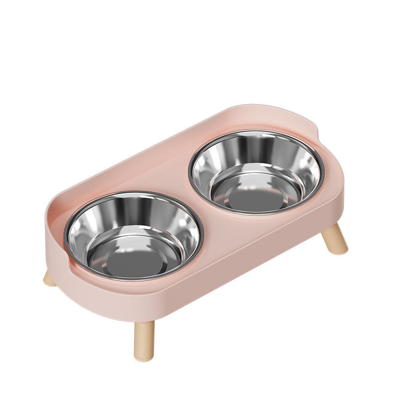 Raised Double Bowl Stand for Small Dogs: Sakura powder (stainless steel)