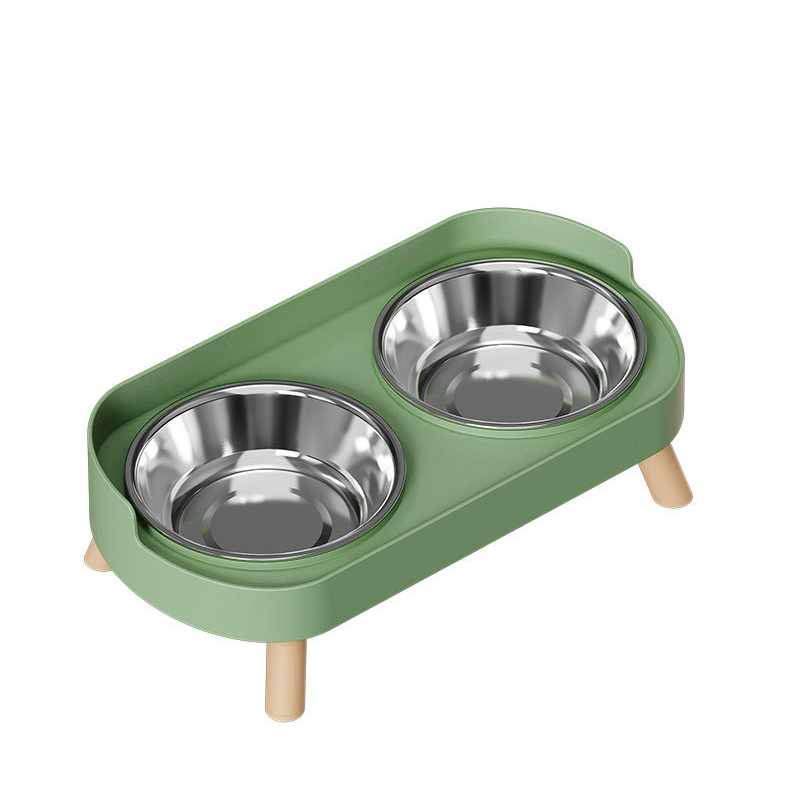 Raised Double Bowl Stand for Small Dogs: Avocado green (stainless steel)