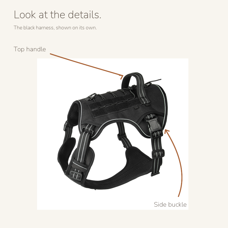 Tactical dog harness: labelled details