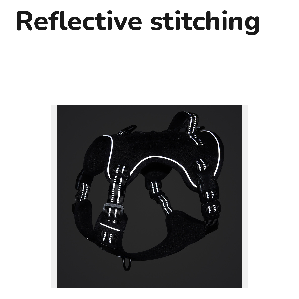 Tactical Dog Harness with Handle and MOLLE Panels: reflective stitching in low light