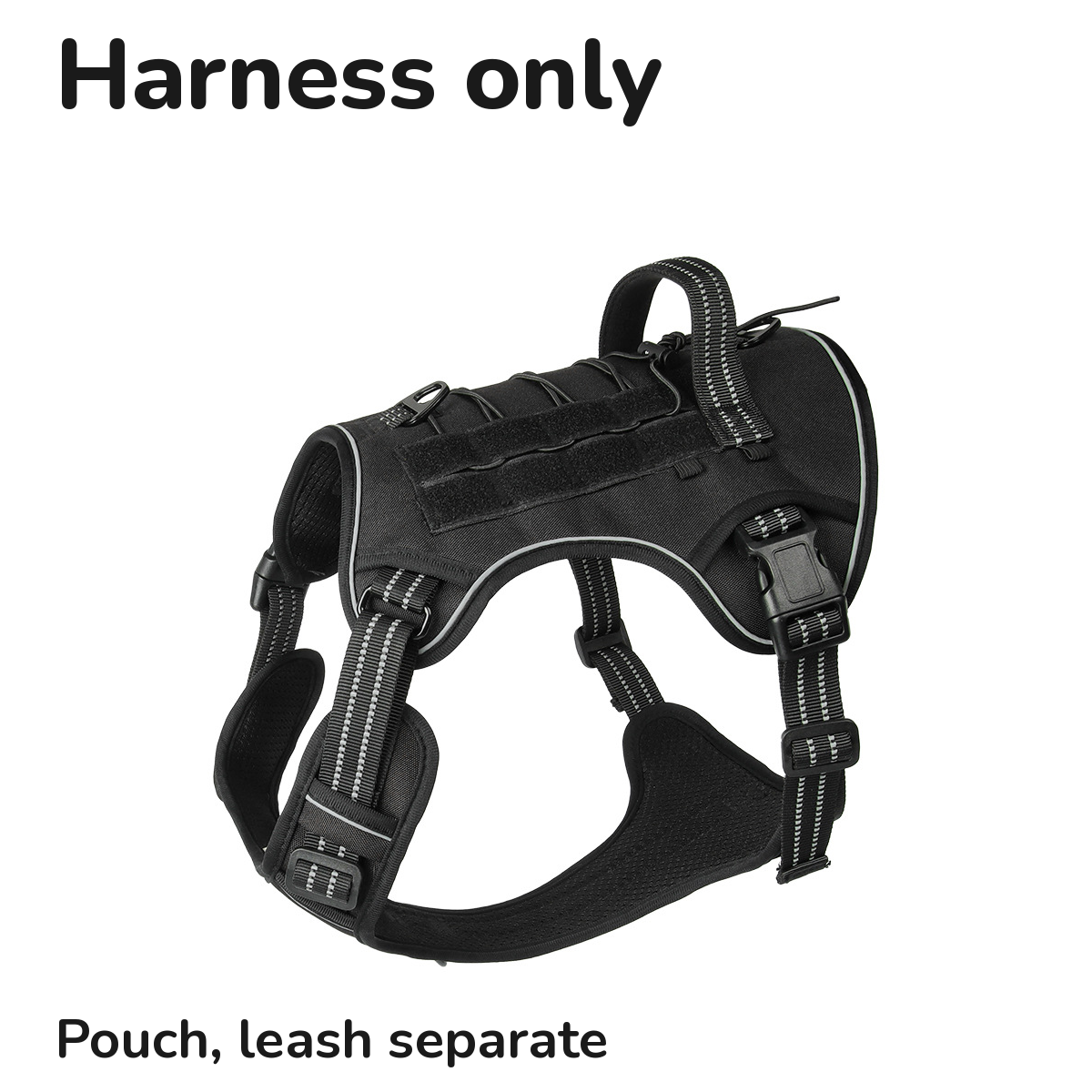 Tactical Dog Harness with Handle and MOLLE Panels: harness only, pouch and leash sold separately