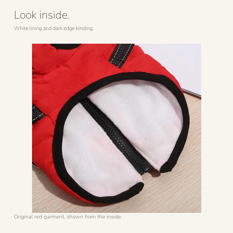 Padded dog vest with built-in harness: lining