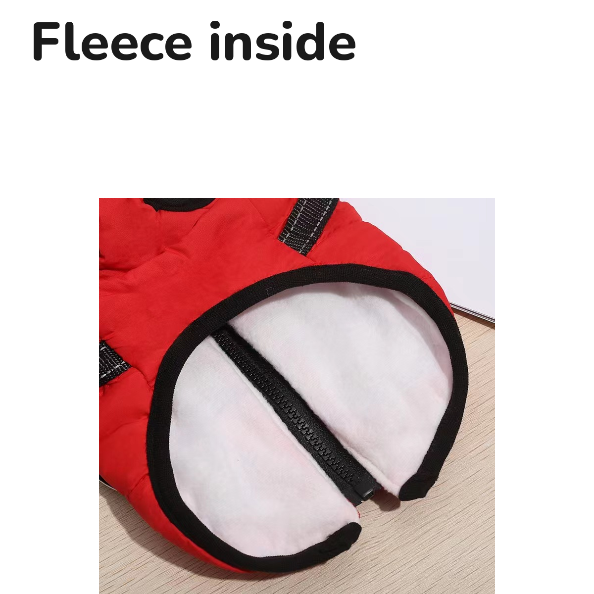 Padded Dog Vest with Built-In Harness: fleece lining