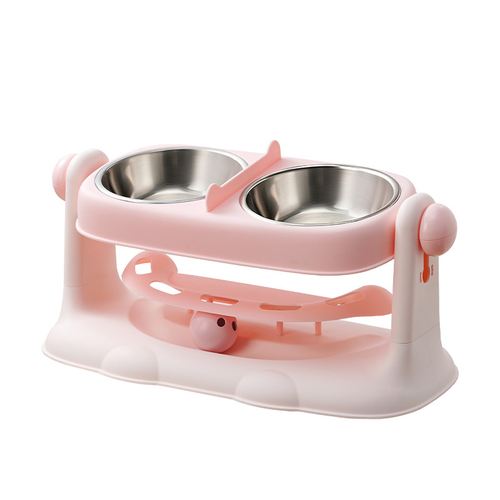 Adjustable height double pet bowl: product on its own
