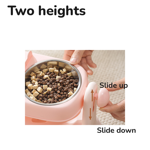 Adjustable Height Double Pet Bowl: two heights, slide the bowls up or down