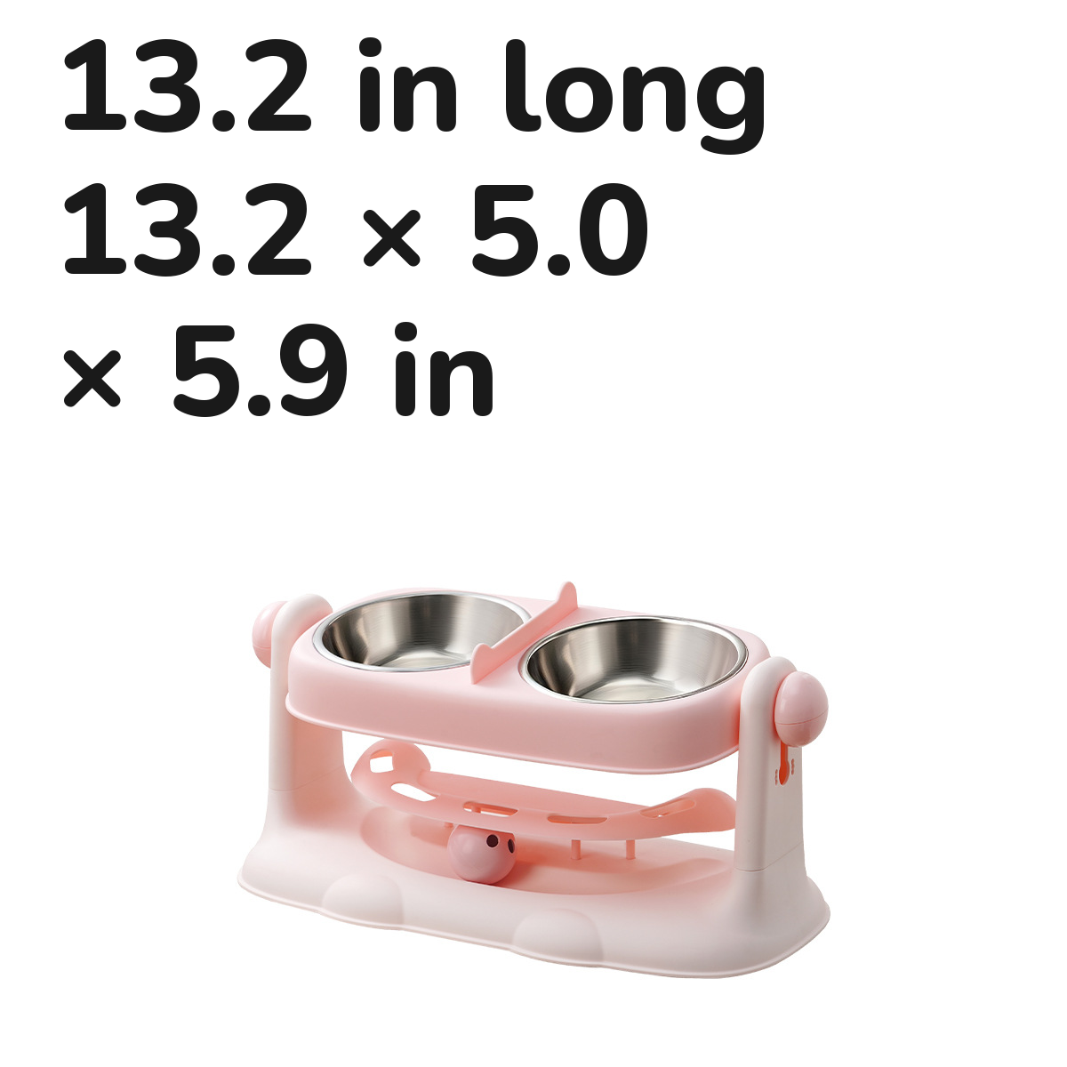 Adjustable Height Double Pet Bowl: dimensions 13.2 x 5.0 x 5.9 in