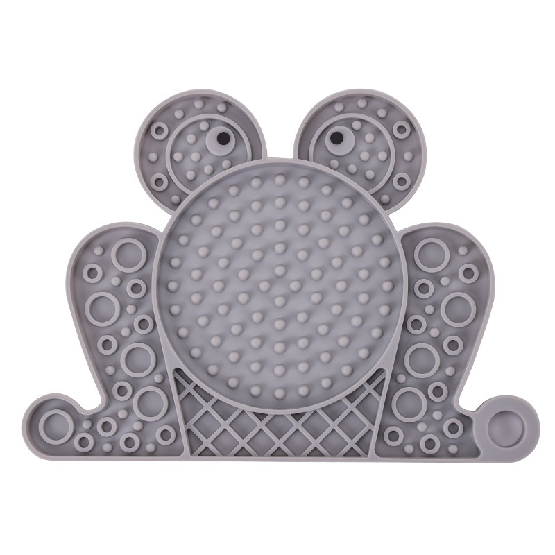 Frog-shaped silicone lick mat in grey: product on its own