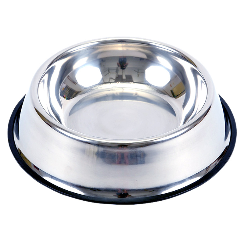 Stainless steel dog bowl with non-slip base: product on its own
