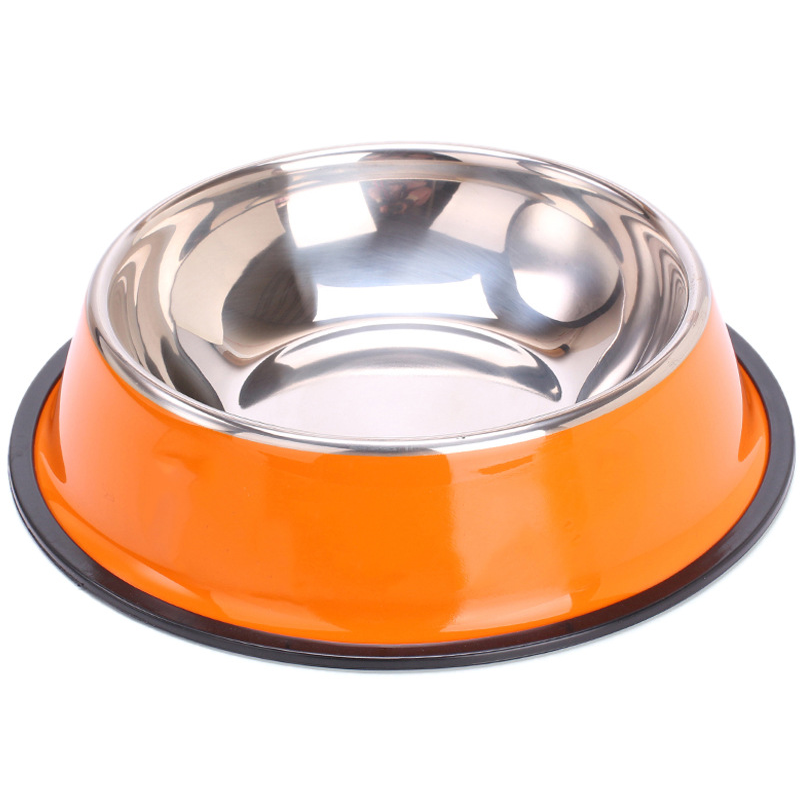 Stainless Steel Dog Bowl with a Non-Slip Base: Paint Orange