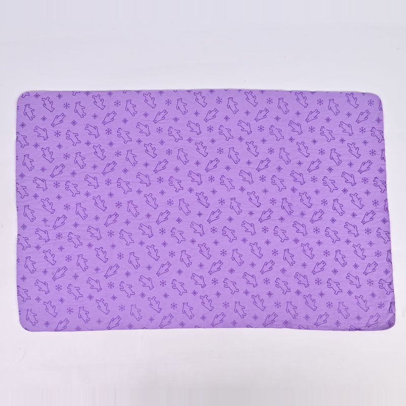 Chamois-style dog drying towel in purple: laid flat