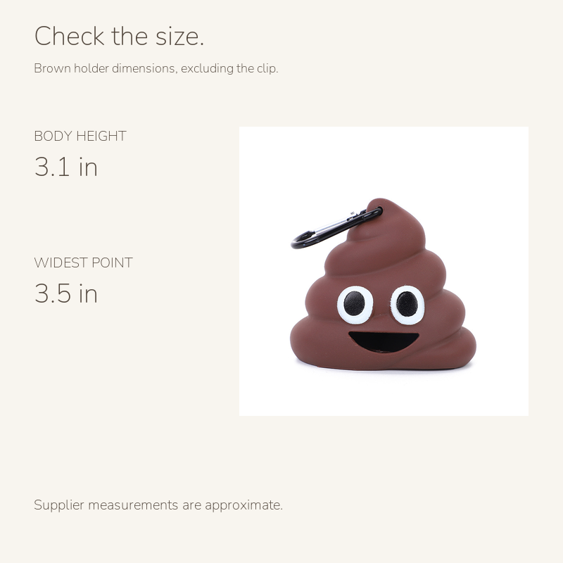 Poop emoji bag dispenser: size guide