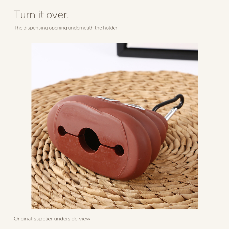 Poop emoji bag dispenser: close-up