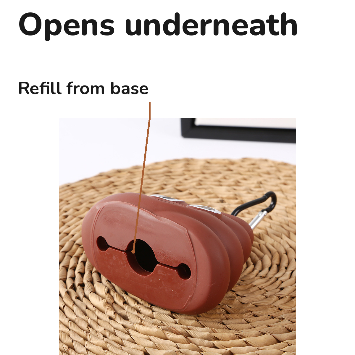 Dog Poop Bag Dispenser: opens underneath to refill