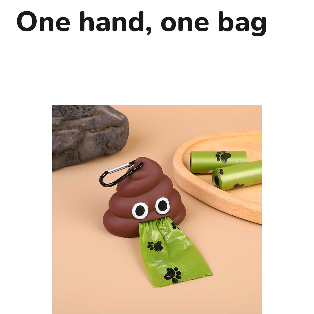 Dog Poop Bag Dispenser: pulling one bag with one hand