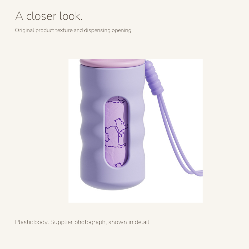 Ring handle poop bag dispenser: close-up