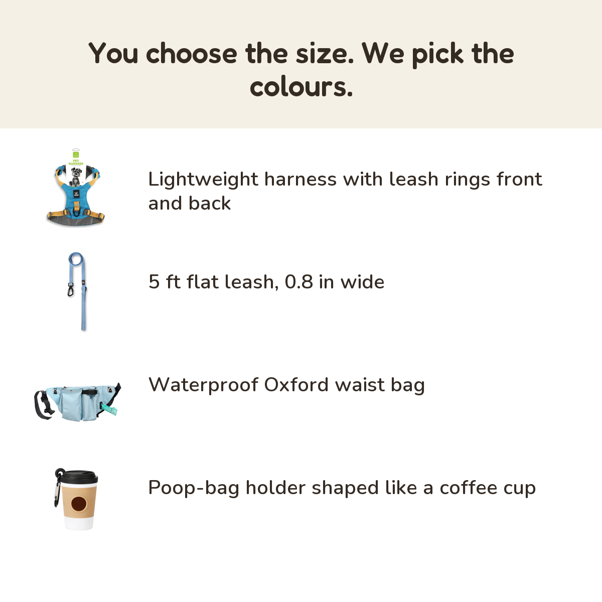 Set contents and colour selection.