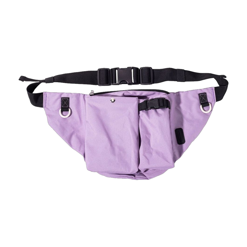 Taro purple dog walking waist bag, front view, white background