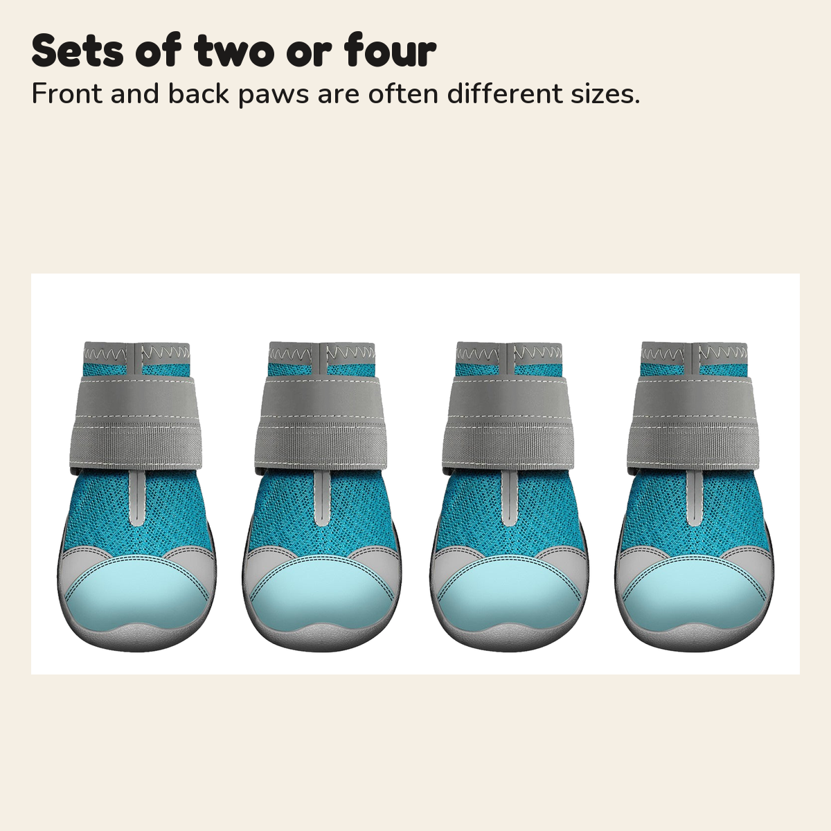Four blue mesh dog shoes; sold as a set of two or a set of four