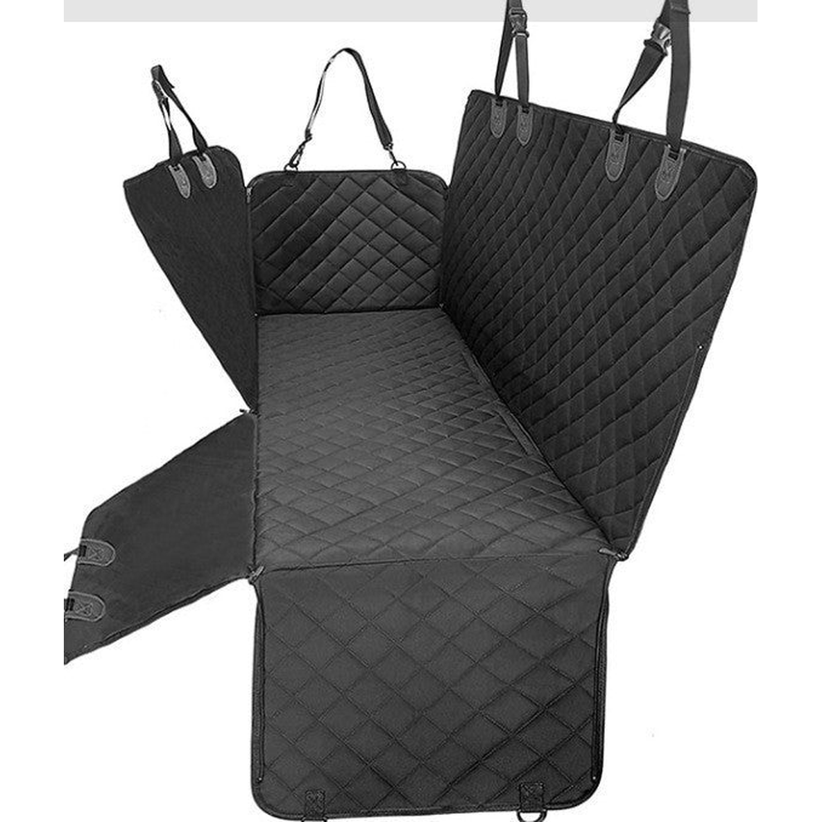 Dog Car Hammock Back Seat Cover: Full coverage, zipped, black (F23)