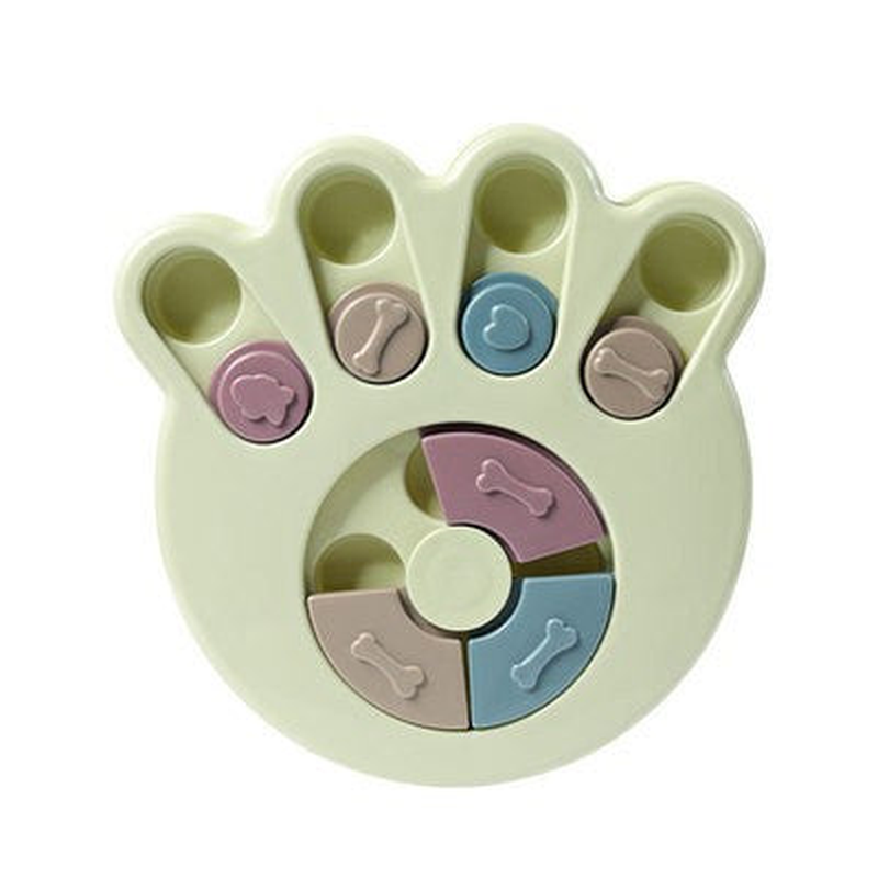Dog Puzzle Feeder and Slow Bowl: Paw, green