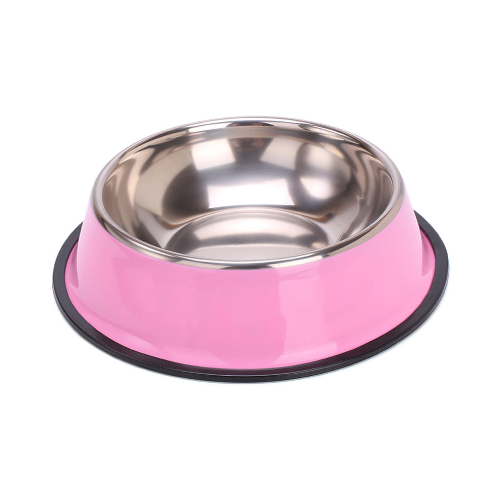 Stainless Steel Dog Bowl with a Non-Slip Base: Pink