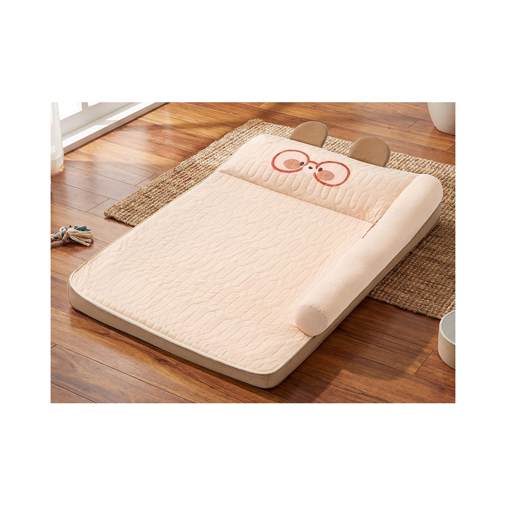 Waterproof Dog Mattress Bed with Removable Cover: Brown double backrest