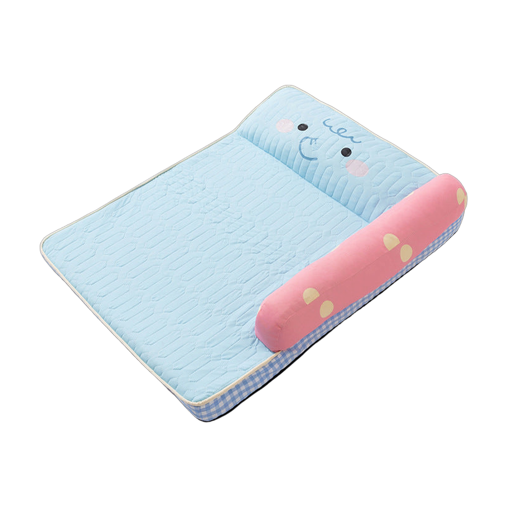 Waterproof Dog Mattress Bed with Removable Cover: Blue double backrest