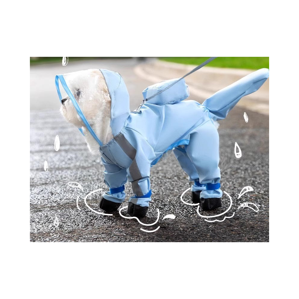 Dog Raincoat: Blue clouds, legs and tail covered