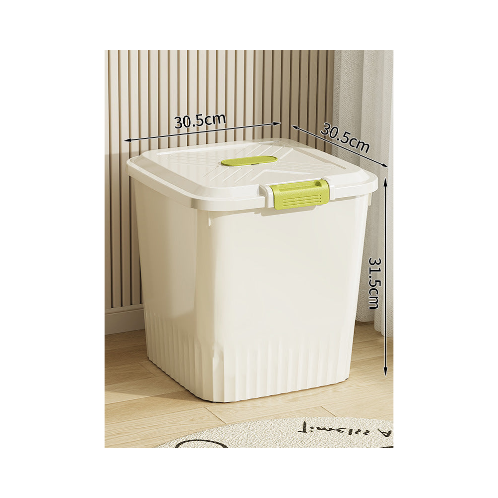 Airtight Pet Food Storage Container with Measuring Cup: Cream · holds 19-22 lb