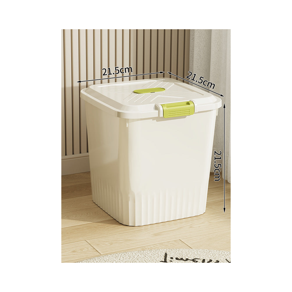 Airtight Pet Food Storage Container with Measuring Cup: Cream · holds 6-9 lb
