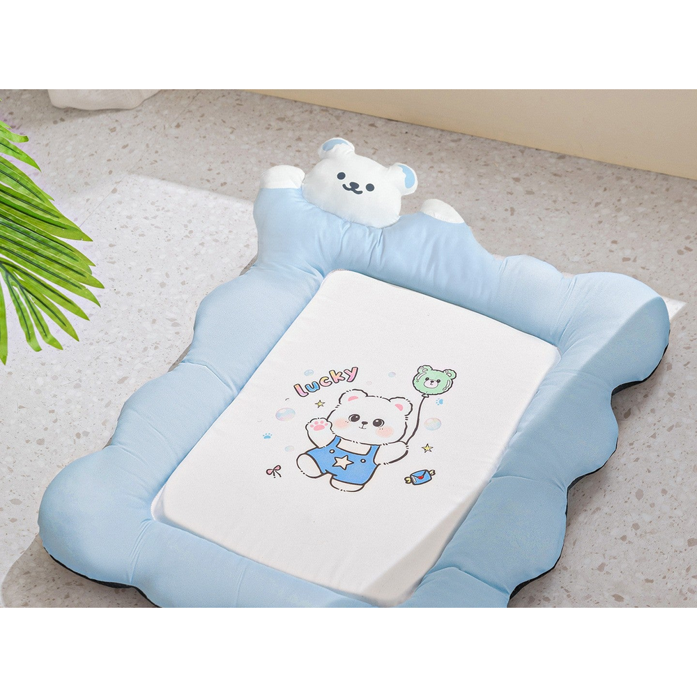 Waterproof Dog Mattress Bed with Removable Cover: Blue bear