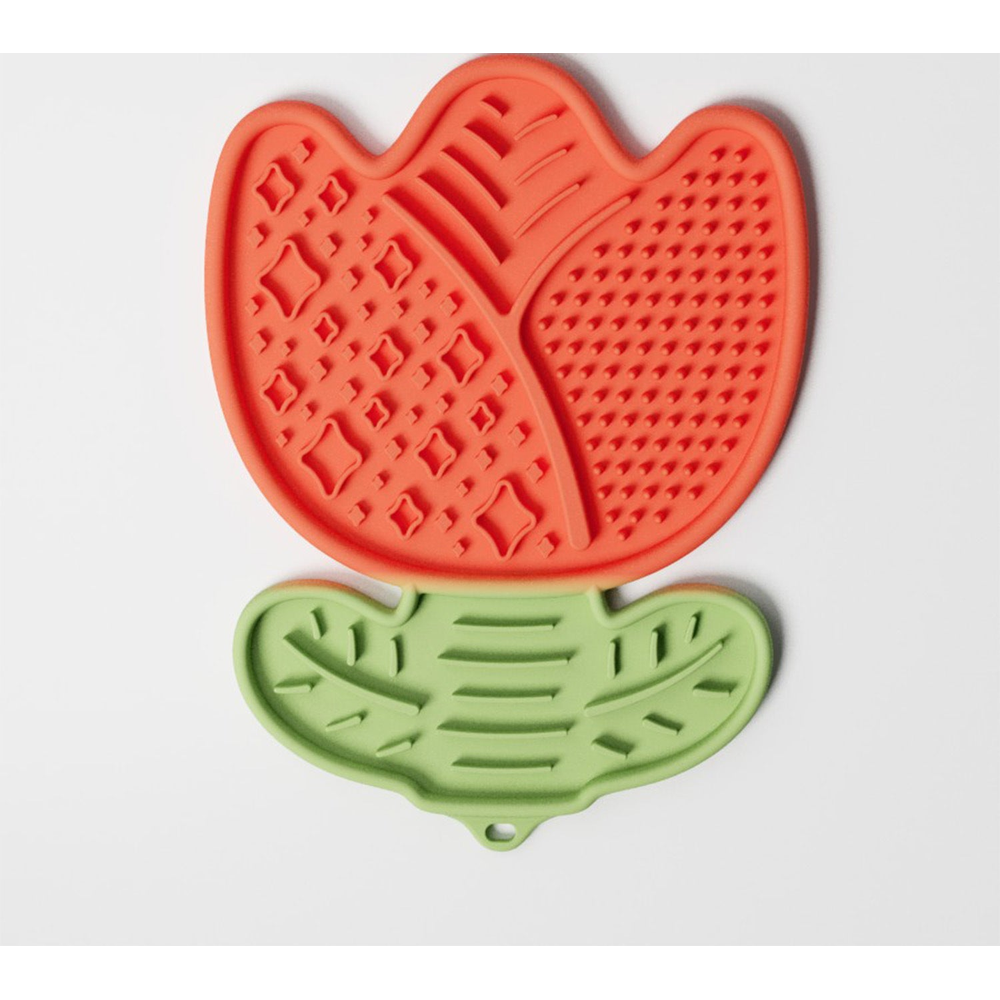Silicone Lick Mat: Tulip, cherry red