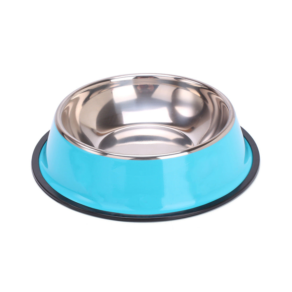 Stainless Steel Dog Bowl with a Non-Slip Base: Sky blue