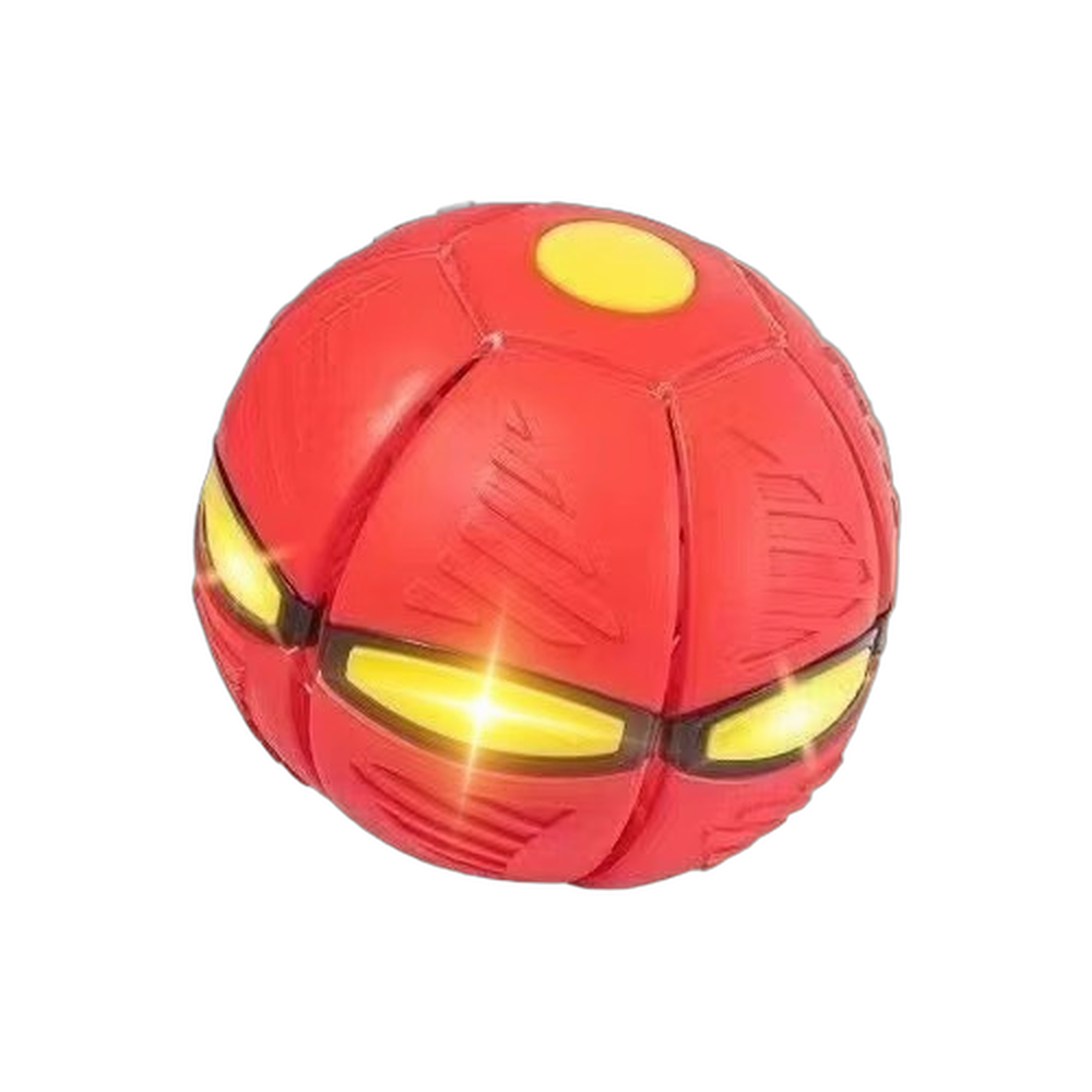 Pop-Open Flying Saucer Dog Ball: Red, 3 lights